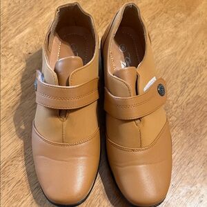 Comfort Zone Women's Cognac Slip-On Loafers with Decorative Strap